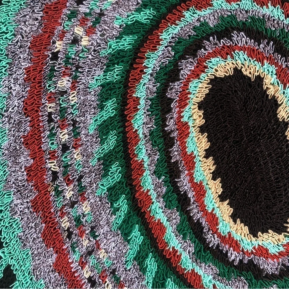 Colorful Loop Oval  Bathroom Kitchen Rug Unique Size 35X40” Greens Brown Purple